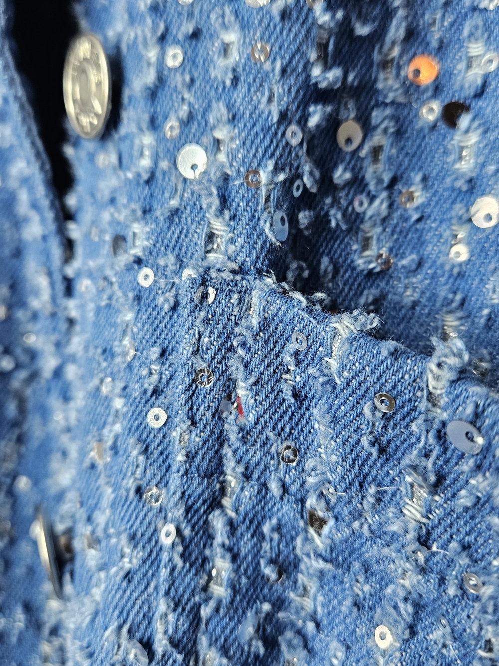 Denim Sequin Jumpsuit - Picture 3 of 4